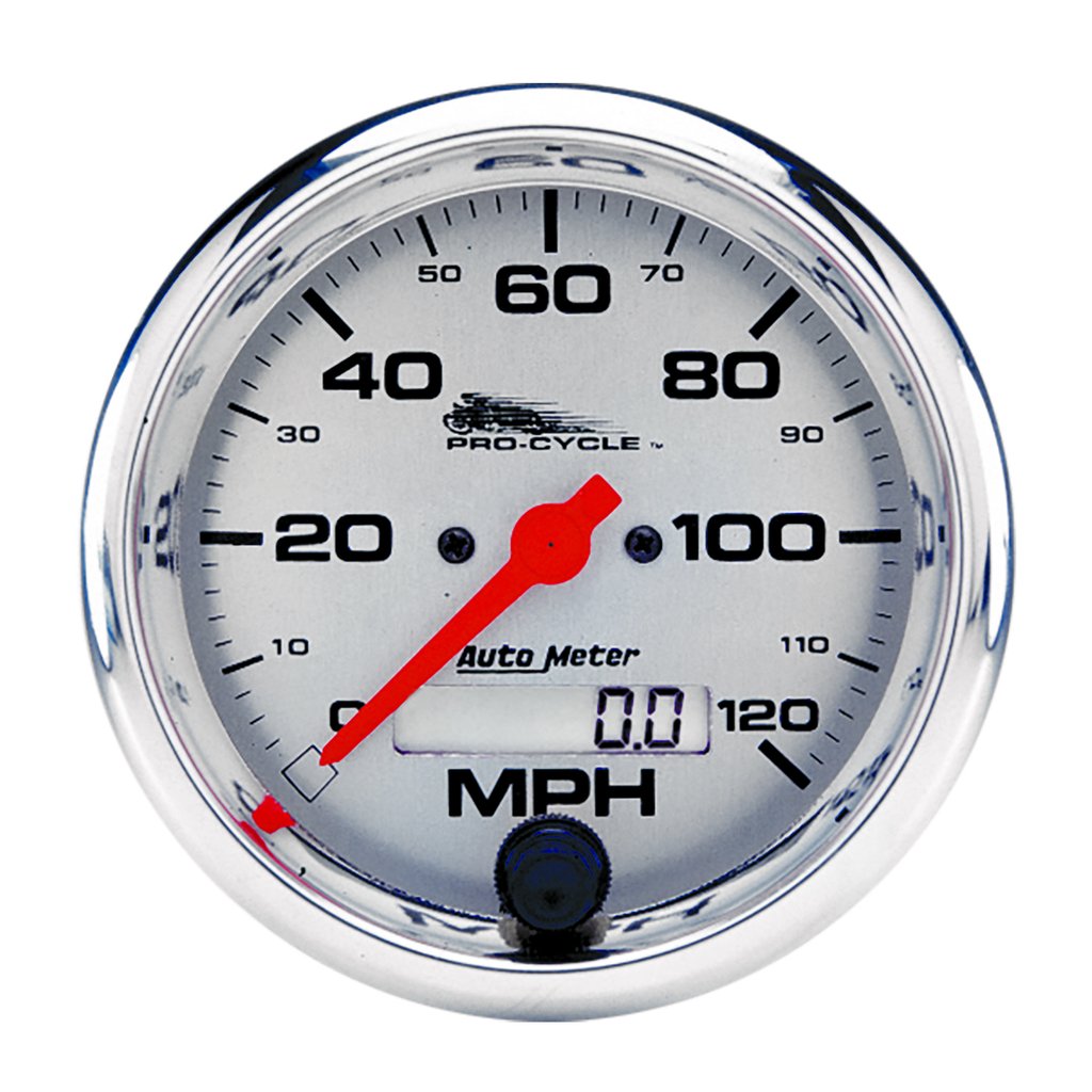 AutoMeter 3-3/4" SPEEDOMETER, 0-120 MPH, ELECTRIC, SILVER, PRO-CYCLE