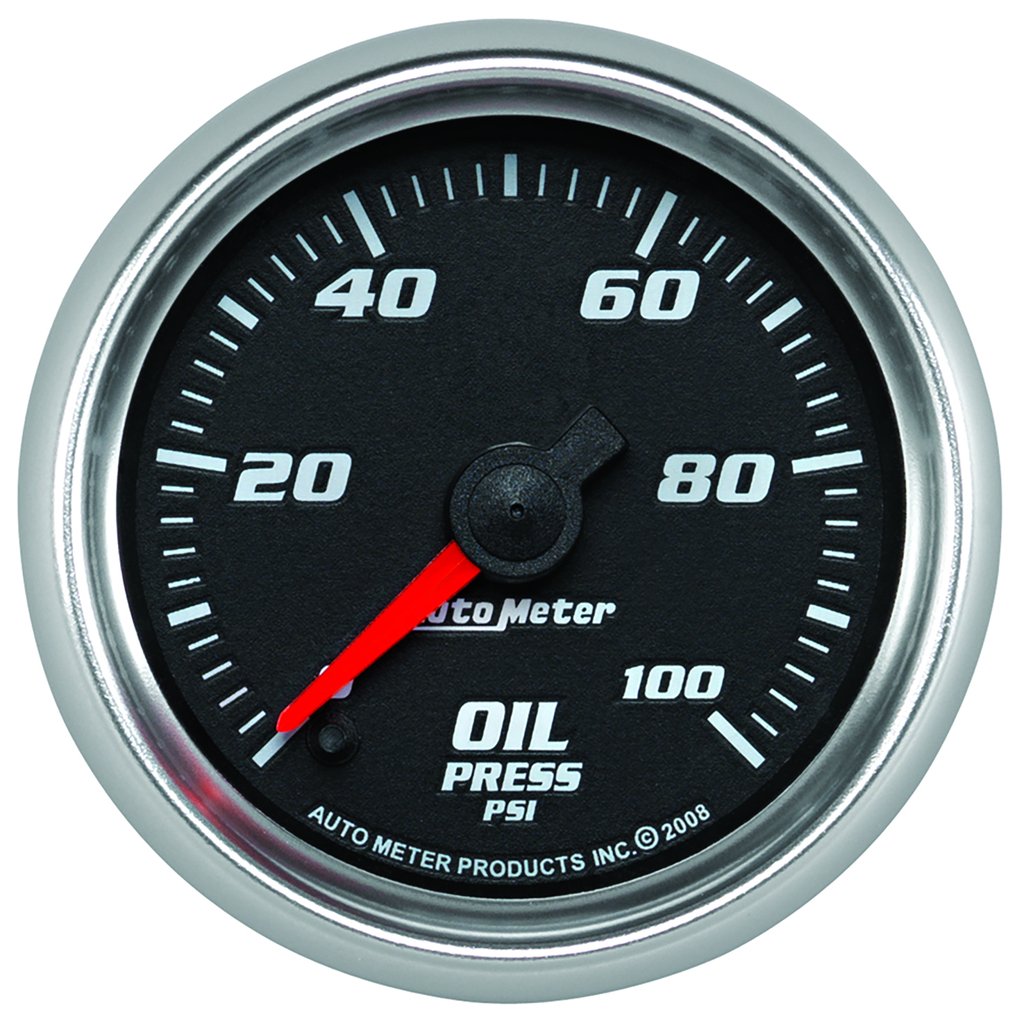 AutoMeter 2-1/16" OIL PRESSURE, 0-100 PSI, STEPPER MOTOR, BLACK/BRIGHT ANODIZED, PRO-CYCLE