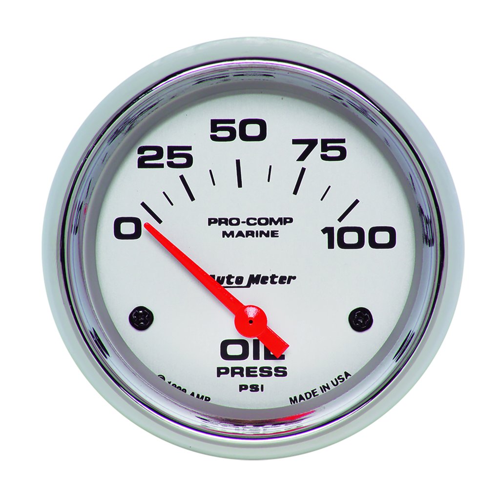 AutoMeter 2-5/8" OIL PRESSURE, 0-100 PSI, AIR-CORE, AIR-CORE, MARINE CHROME