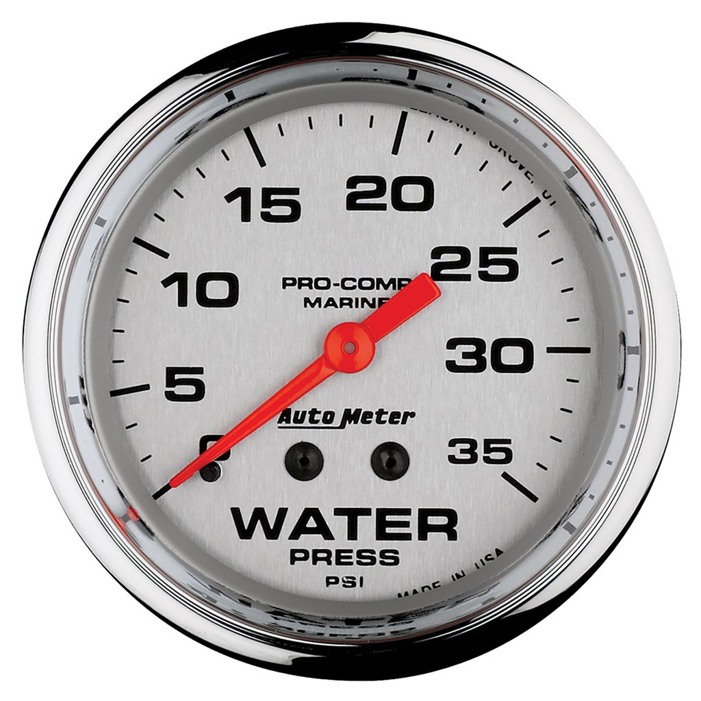 AutoMeter 2-5/8" WATER PRESSURE, 0-35 PSI MECHANICAL,, MARINE CHROME