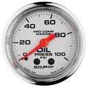 AutoMeter 2-1/16" OIL PRESSURE, 0-100 PSI, MECHANICAL, MARINE CHROME