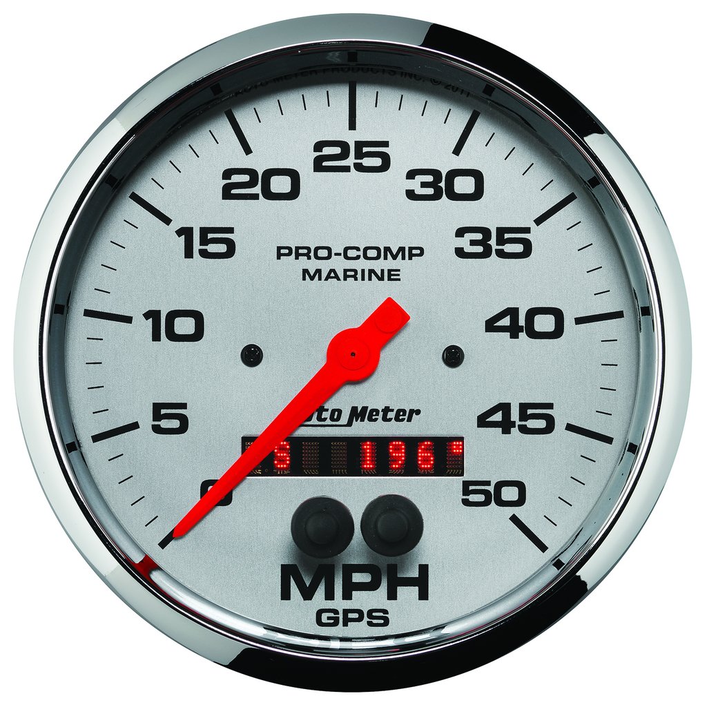 AutoMeter 5" GPS SPEEDOMETER, 0-50 MPH, MARINE CHROME