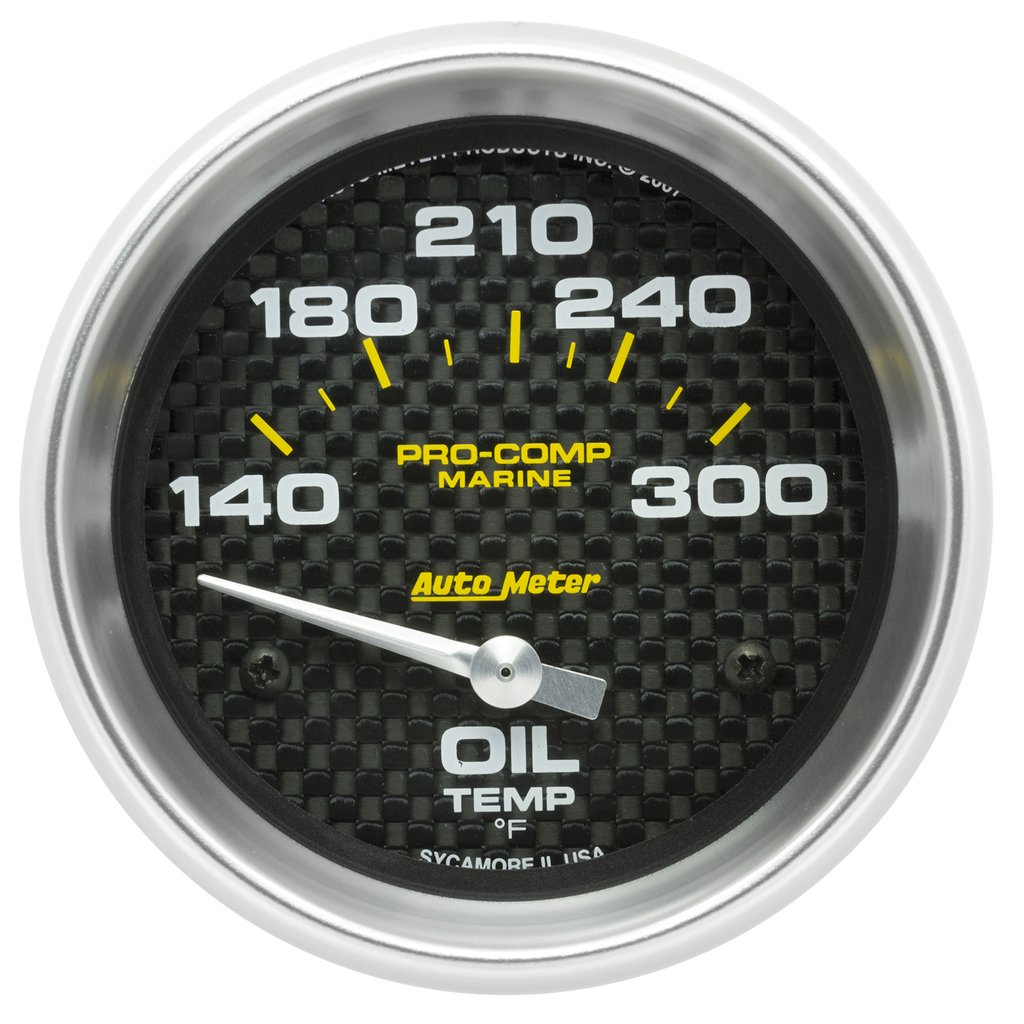 AutoMeter 2-5/8" OIL TEMPERATURE, 140-300 °F, AIR-CORE, MARINE CARBON FIBER