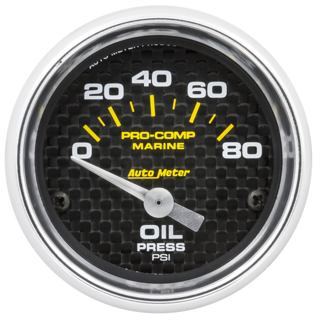 AutoMeter 2-1/16" OIL PRESSURE, 0-80 PSI, MARINE CARBON FIBER