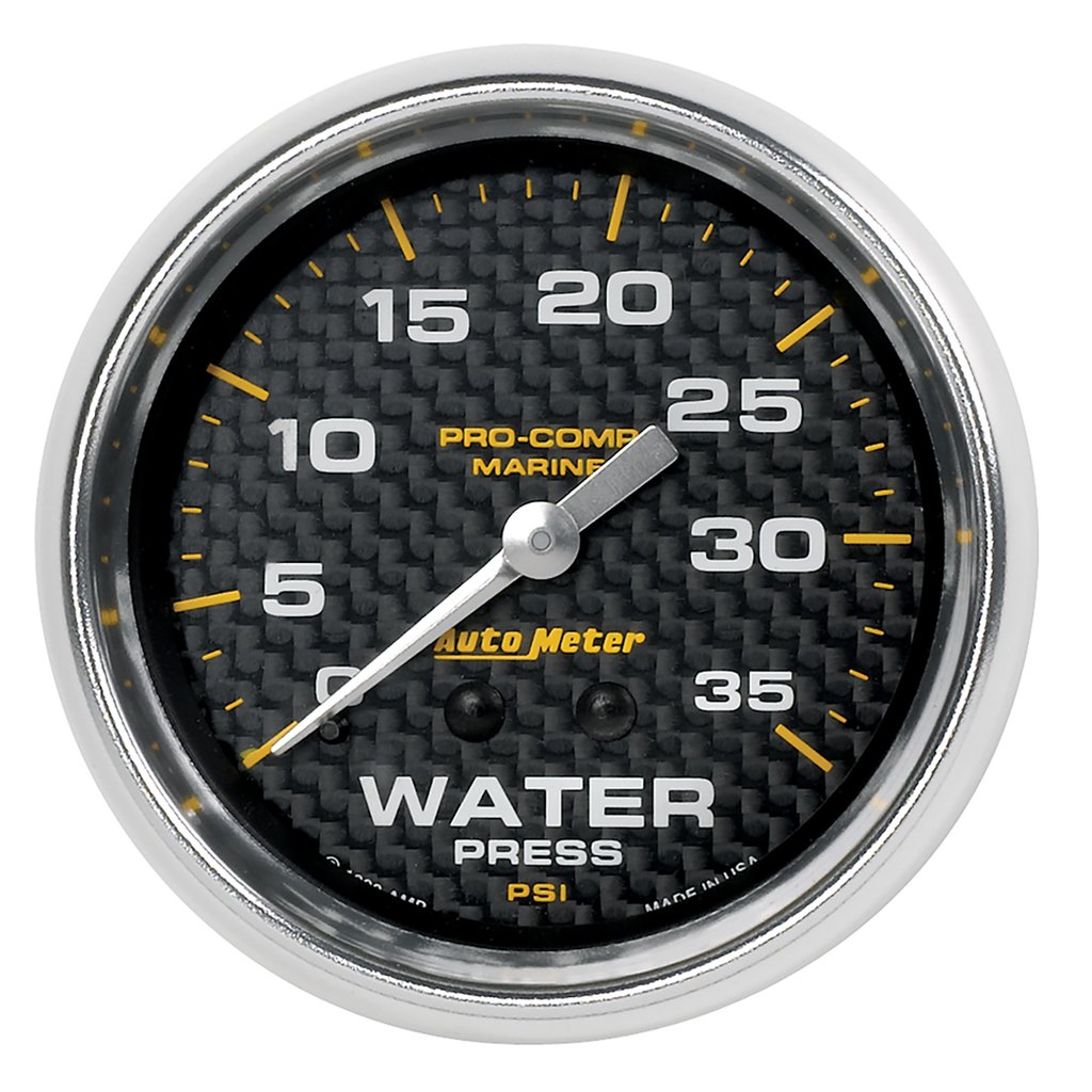 AutoMeter 2-5/8" WATER PRESSURE, 0-35 PSI, MECHANICAL, MARINE CARBON FIBER