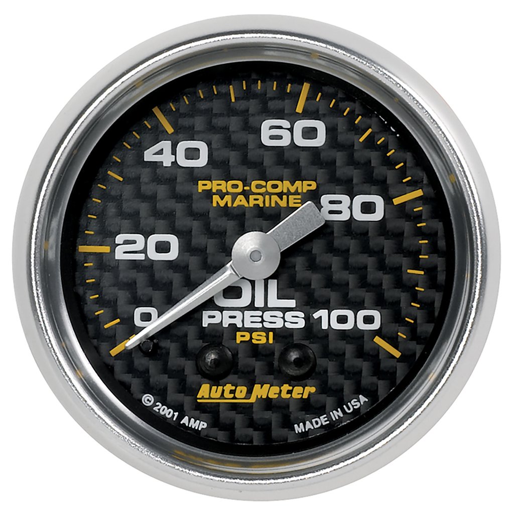 AutoMeter 2-1/16" OIL PRESSURE, 0-100 PSI, MECHANICAL, MARINE CARBON FIBER