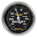 AutoMeter 2-1/16" VACUUM/BOOST, 30 IN HG/20 PSI, MECHANICAL, MARINE CARBON FIBER