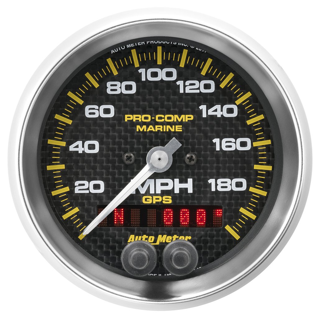 AutoMeter 3-3/8" GPS SPEEDOMETER, 0-200 MPH, MARINE CARBON FIBER