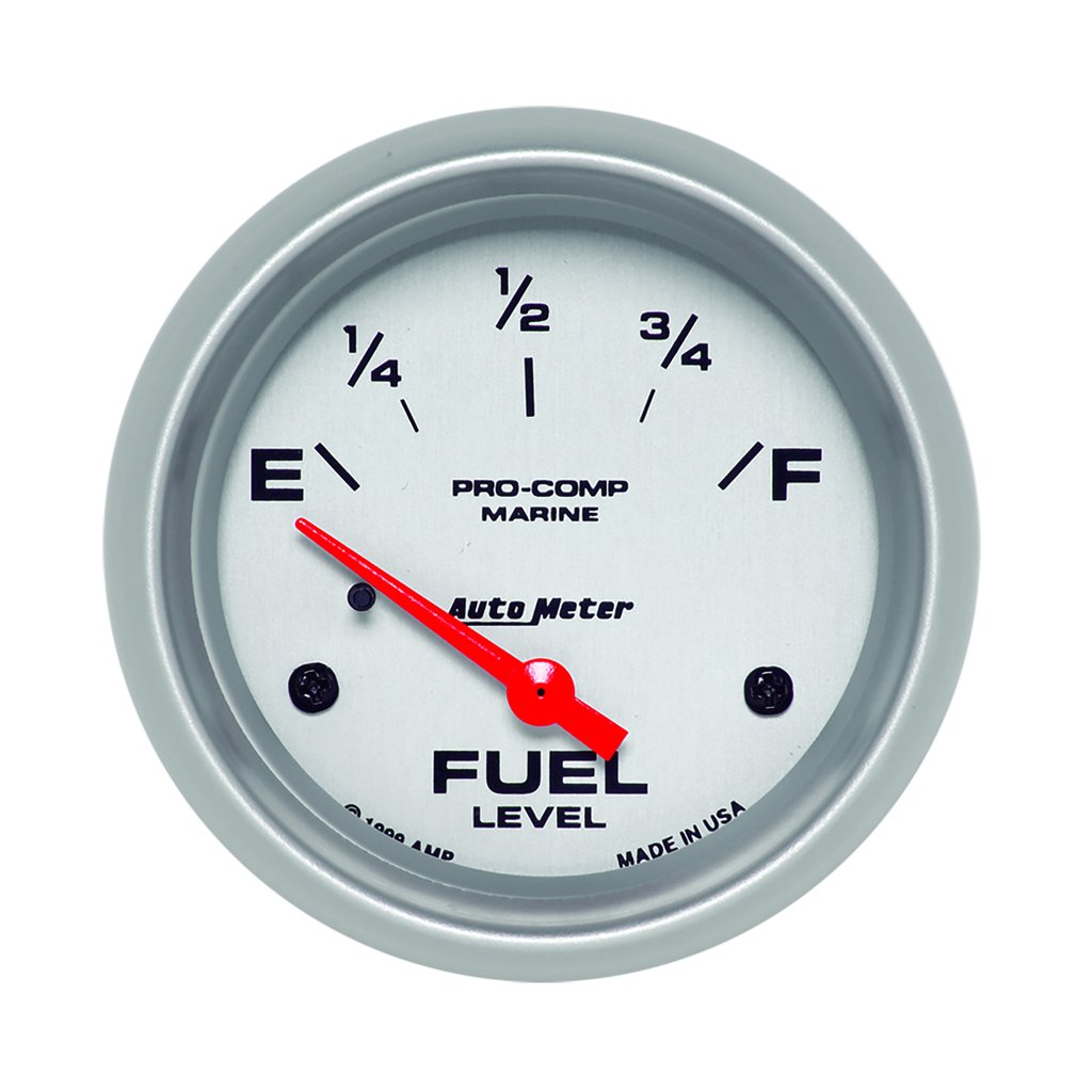AutoMeter 2-5/8" FUEL LEVEL, 240-33 Ω, AIR-CORE, MARINE SILVER