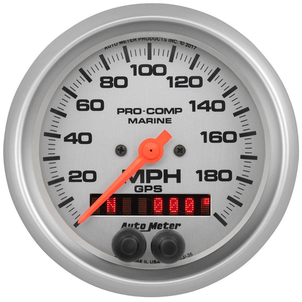 AutoMeter 3-3/8" GPS SPEEDOMETER, 0-200 MPH, MARINE SILVER