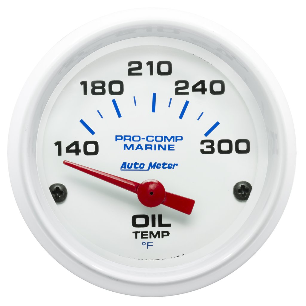 AutoMeter 2-1/16" OIL TEMPERATURE, 140-300 °F, AIR-CORE, MARINE WHITE