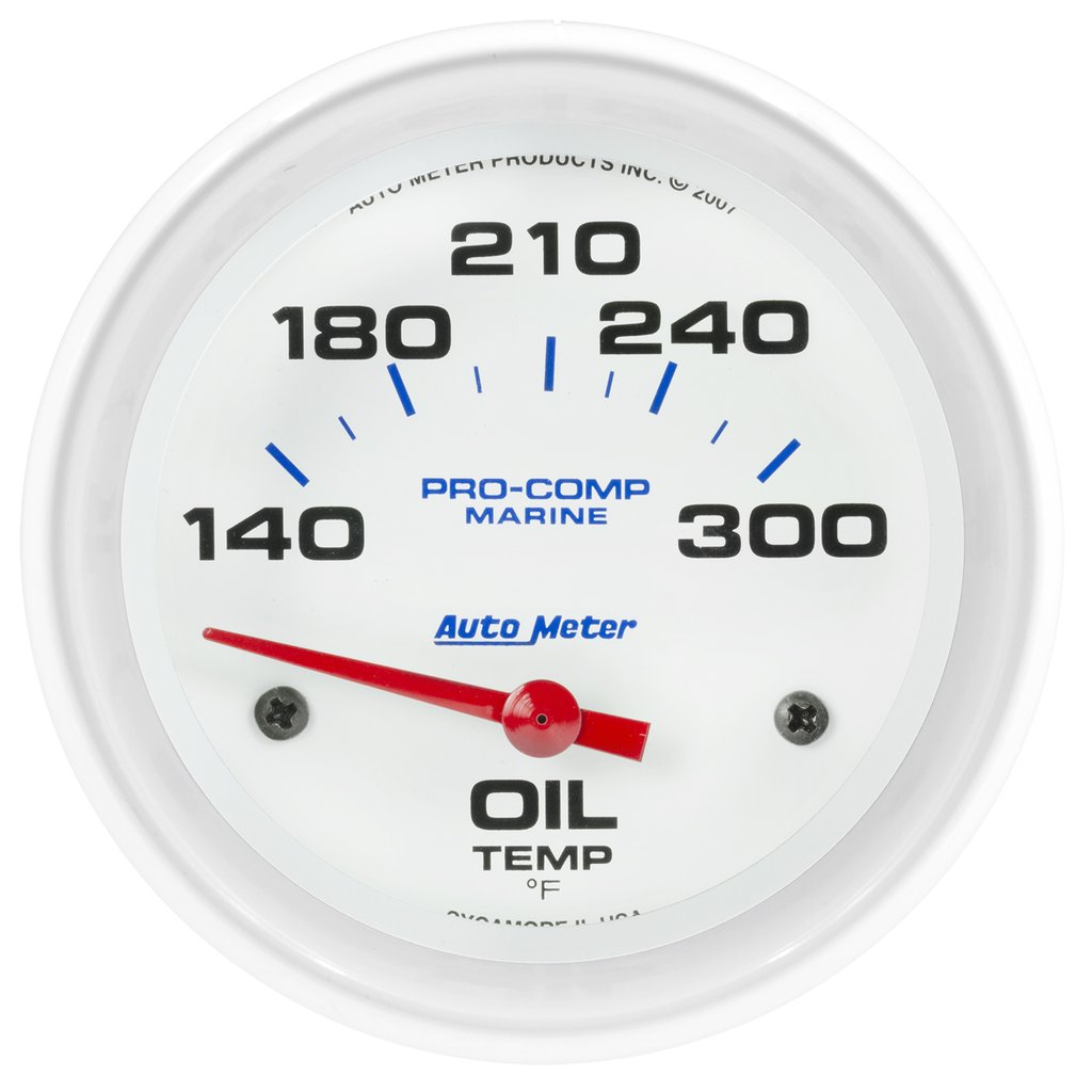 AutoMeter 2-5/8" OIL TEMPERATURE, 140-300 °F, AIR-CORE, MARINE WHITE