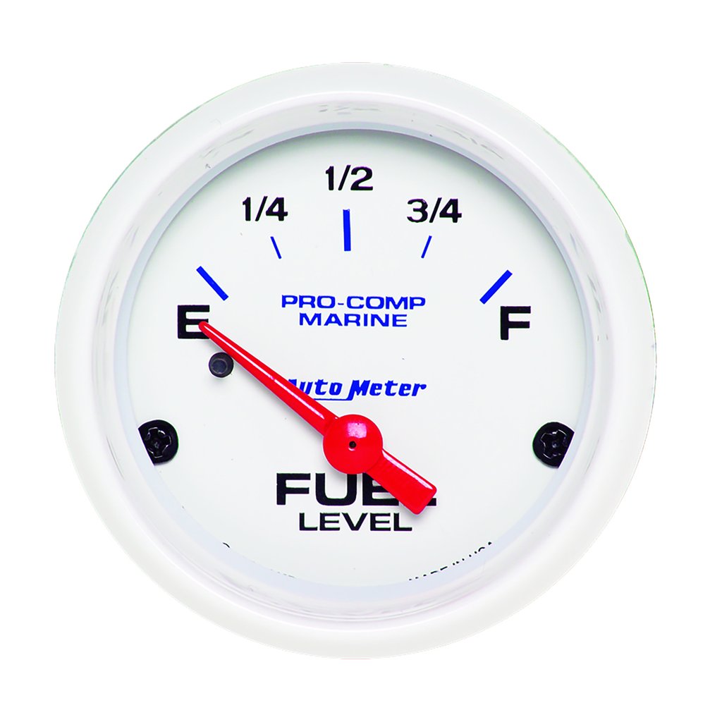 AutoMeter 2-1/16" FUEL LEVEL, 240-33 Ω, AIR-CORE, MARINE WHITE