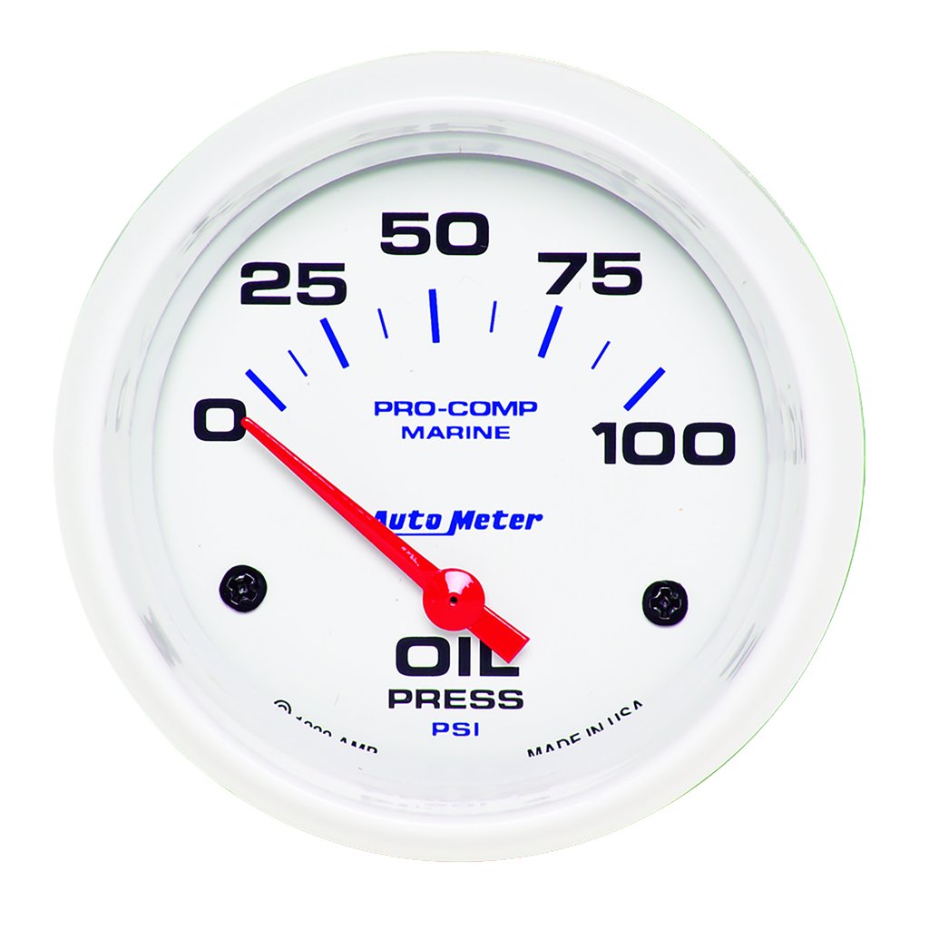 AutoMeter 2-5/8" OIL PRESSURE, 0-100 PSI, AIR-CORE, AIR-CORE, MARINE WHITE