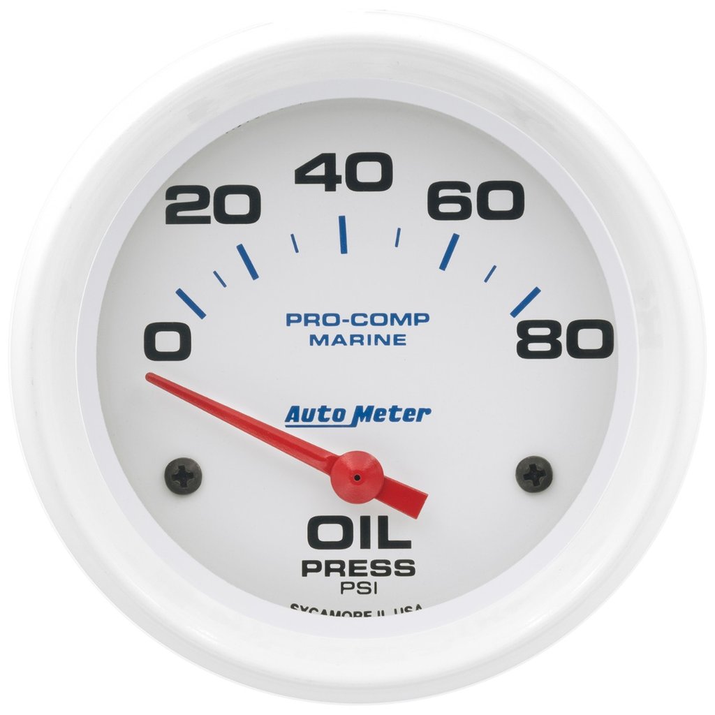 AutoMeter 2-5/8" OIL PRESSURE, 0-80 PSI, MARINE WHITE
