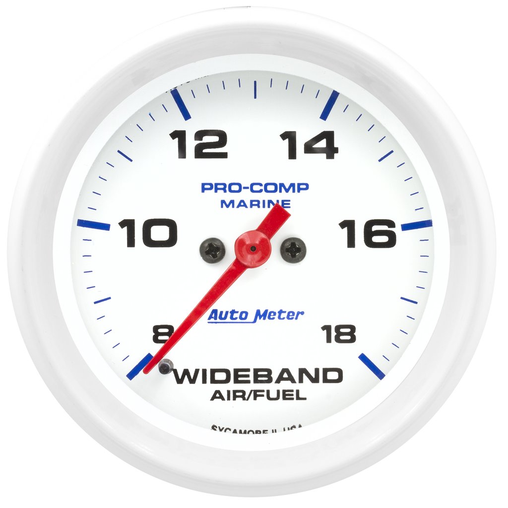 AutoMeter 2-5/8" WIDEBAND AIR/FUEL RATIO, ANALOG, 8:1-18:1 AFR, MARINE WHITE