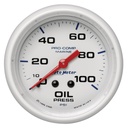 AutoMeter 2-5/8" OIL PRESSURE, 0-100 PSI, MECHANICAL, MARINE WHITE