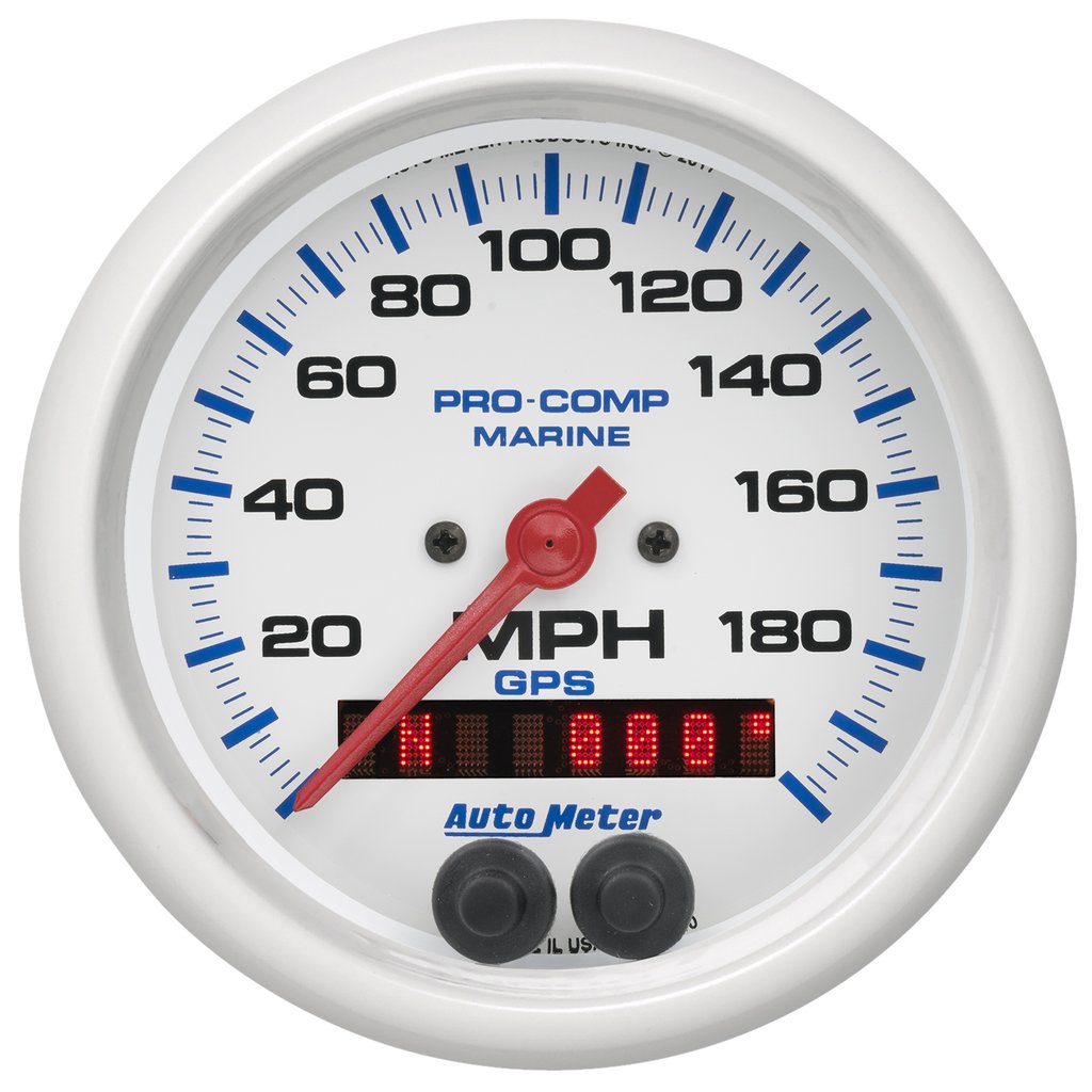 AutoMeter 3-3/8" GPS SPEEDOMETER, 0-200 MPH, MARINE WHITE