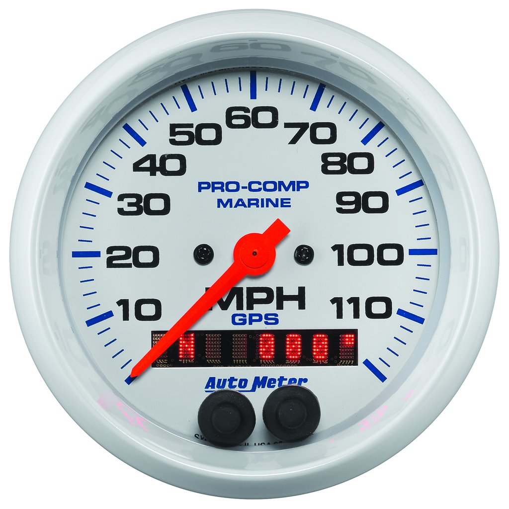 AutoMeter 3-3/8" GPS SPEEDOMETER, 0-120 MPH, MARINE WHITE