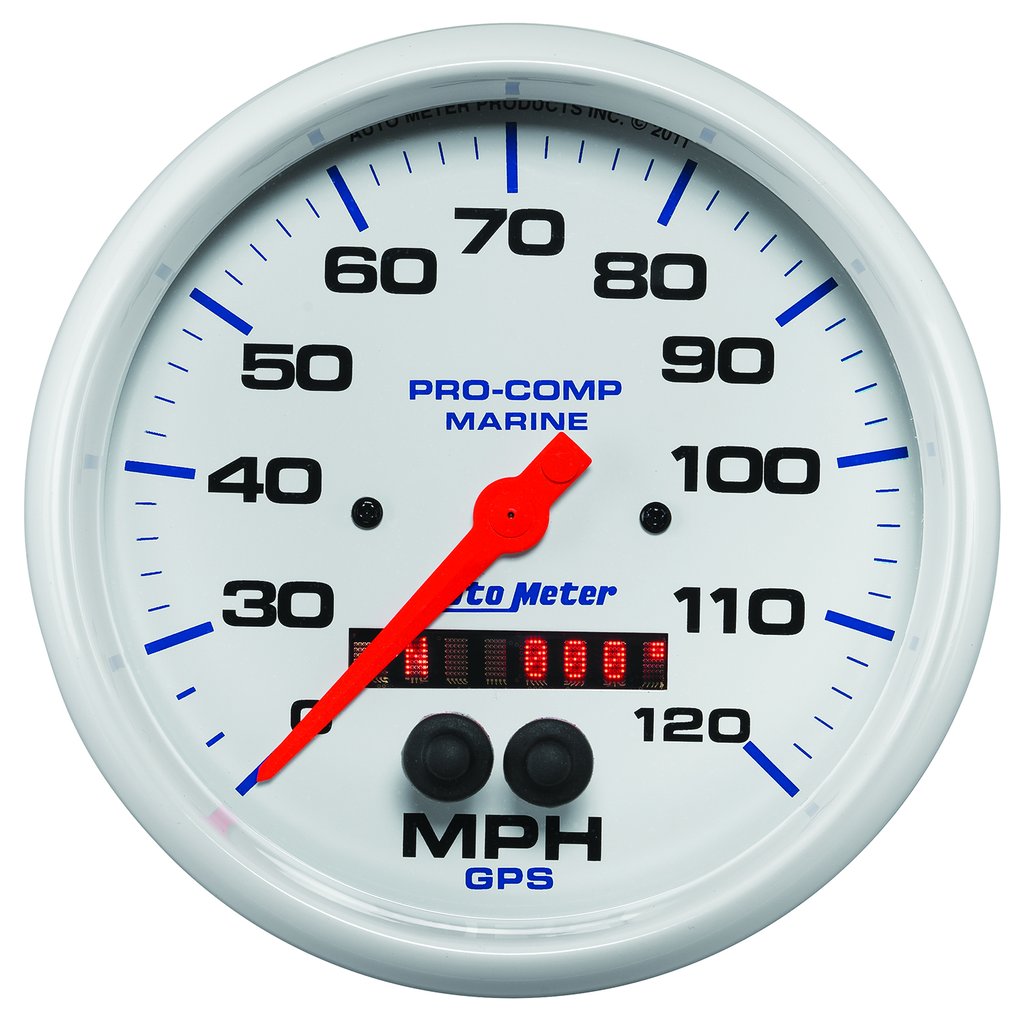 AutoMeter 5" GPS SPEEDOMETER, 0-120 MPH, MARINE WHITE