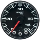 AutoMeter 2-1/16" BOOST, 0-100 PSI, STEPPER MOTOR, SPEK-PRO, BLACK DIAL, BLACK BEZEL, FLAT ANTIGLARE LENS