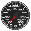 AutoMeter 2-1/16" OIL TEMPERATURE, 100-300 °F, STEPPER MOTOR, SPEK-PRO, BLACK DIAL, CHROME BEZEL, FLAT ANTIGLARE LENS
