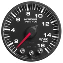 AutoMeter 2-1/16" NITROUS PRESSURE, 0-1600 PSI, STEPPER MOTOR, SPEK-PRO, BLACK DIAL, BLACK BEZEL, FLAT ANTIGLARE LENS