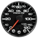AutoMeter 2-1/16" OIL PRESSURE, 0-120 PSI, STEPPER MOTOR, SPEK-PRO, BLACK DIAL, CHROME BEZEL, FLAT ANTIGLARE LENS