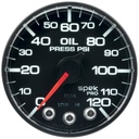 AutoMeter 2-1/16" OIL PRESSURE, 0-120 PSI, STEPPER MOTOR, SPEK-PRO, BLACK DIAL, BLACK BEZEL, FLAT ANTIGLARE LENS