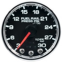 AutoMeter 2-1/16" FUEL RAIL PRESSURE, 3-30K PSI, STEPPER MOTOR, SPEK-PRO, BLACK DIAL, CHROME BEZEL, CLEAR LENS