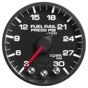AutoMeter 2-1/16" FUEL RAIL PRESSURE, 3-30K PSI, STEPPER MOTOR, SPEK-PRO, BLACK DIAL, BLACK BEZEL, FLAT ANTIGLARE LENS