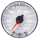 AutoMeter 2-1/16" OIL TEMPERATURE, 100-300 °F, STEPPER MOTOR, SPEK-PRO, WHITE DIAL, CHROME BEZEL, CLEAR LENS