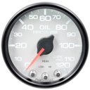 AutoMeter 2-1/16" OIL PRESSURE, 0-120 PSI, STEPPER MOTOR, SPEK-PRO, WHITE DIAL, BLACK BEZEL, CLEAR LENS