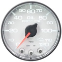 AutoMeter 2-1/16" OIL PRESSURE, 0-120 PSI, STEPPER MOTOR, SPEK-PRO, WHITE DIAL, BLACK BEZEL, FLAT ANTIGLARE LENS