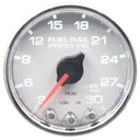 AutoMeter 2-1/16" FUEL RAIL PRESSURE, 3-30K PSI, STEPPER MOTOR, SPEK-PRO, WHITE DIAL, CHROME BEZEL, CLEAR LENS