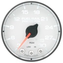 AutoMeter 2-1/16" FUEL RAIL PRESSURE, 3-30K PSI, STEPPER MOTOR, SPEK-PRO, WHITE DIAL, BLACK BEZEL, FLAT ANTIGLARE LENS