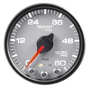 AutoMeter 2-1/16" BOOST, 0-60 PSI, STEPPER MOTOR, SPEK-PRO, SILVER DIAL, BLACK BEZEL, CLEAR LENS