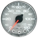 AutoMeter 2-1/16" OIL PRESSURE, 0-120 PSI, STEPPER MOTOR, SPEK-PRO, SILVER DIAL, CHROME BEZEL, FLAT ANTIGLARE LENS
