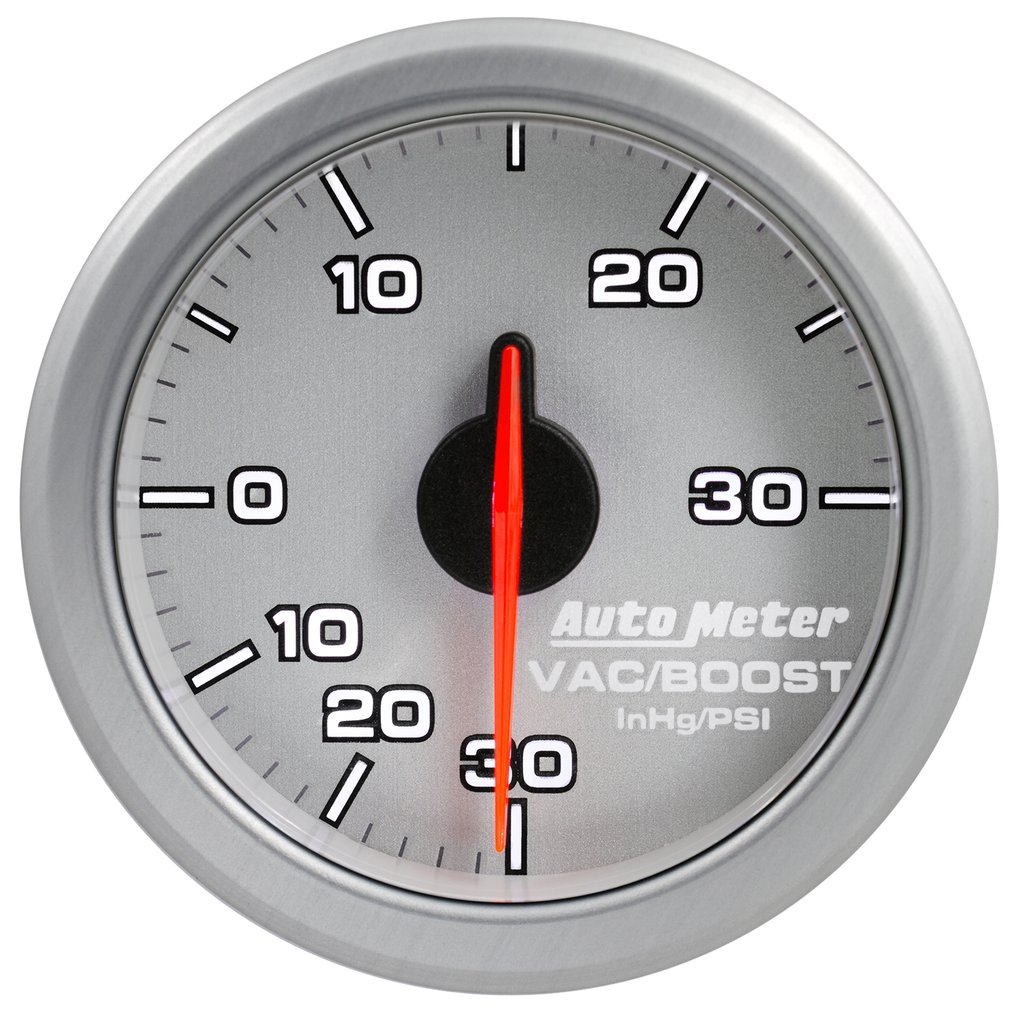 AutoMeter 2-1/16" BOOST/VAC, 30 IN HG/30 PSI, AIR-CORE, AIRDRIVE, SILVER