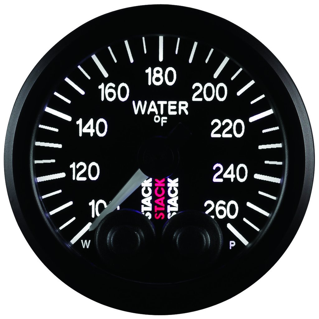 AutoMeter WATER TEMP, PRO-CONTROL, 52MM, BLK, 100-260 °F, STEPPER MOTOR, 1/8" NPTF MALE