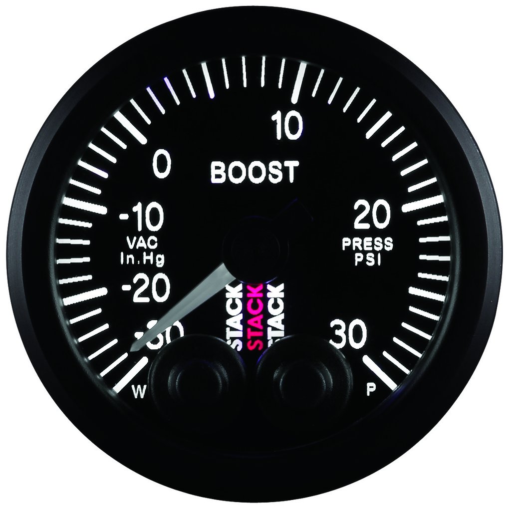 AutoMeter 52MM, BOOST PRESS, PRO-CONTROL, BLK, -30INHG TO +30PSI, INCL. T-FITTING