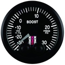 AutoMeter 52MM, BOOST PRESS, PRO-CONTROL, BLK, -30INHG TO +30PSI, INCL. T-FITTING