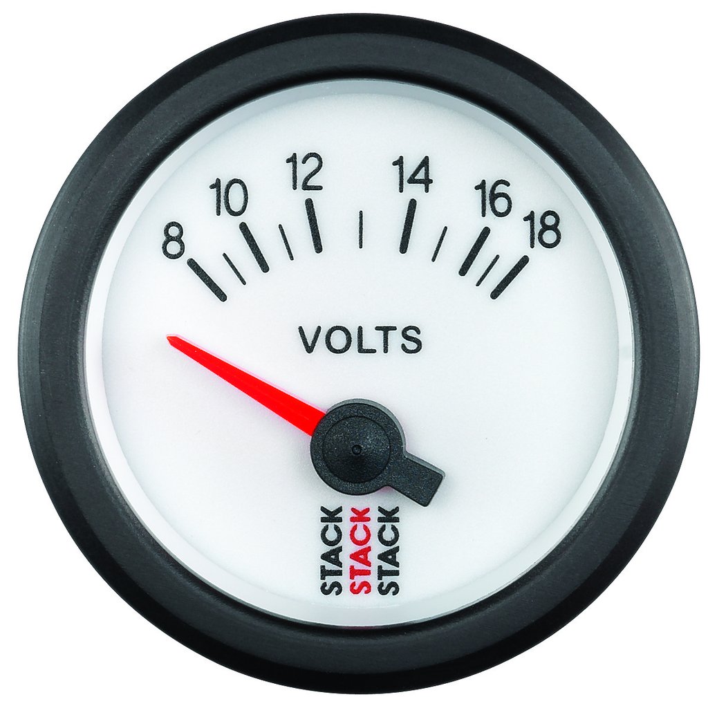 AutoMeter BATTERY VOLTAGE, ELECTRIC, 52MM, WHT, 8-18V