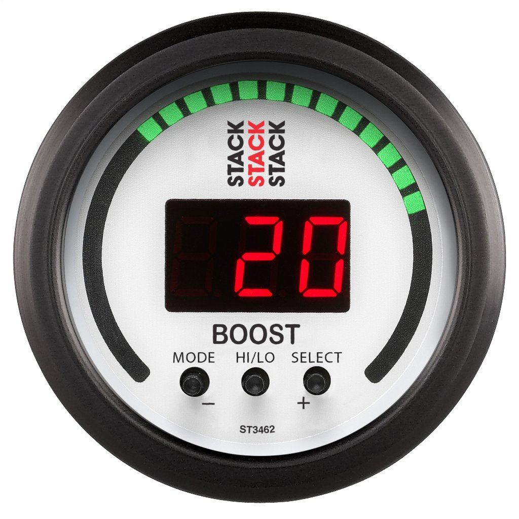 AutoMeter 2-1/16" BOOST CONTROLLER, -1 TO +2 BAR (-30INHG TO +30 PSI), STACK WHT