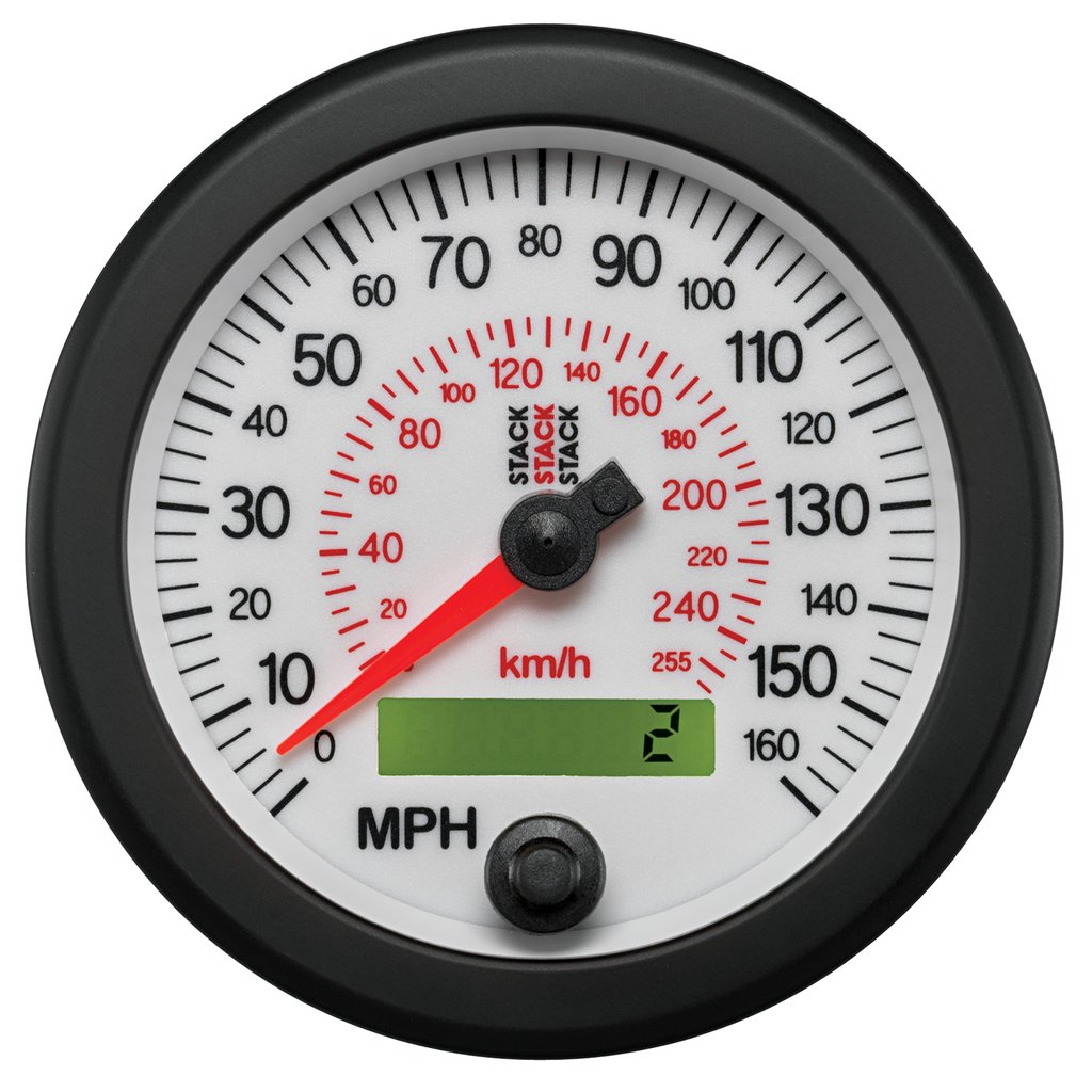 AutoMeter 88MM SPEEDOMETER, 0-160 MPH / 260 KM/H, STACK WHT