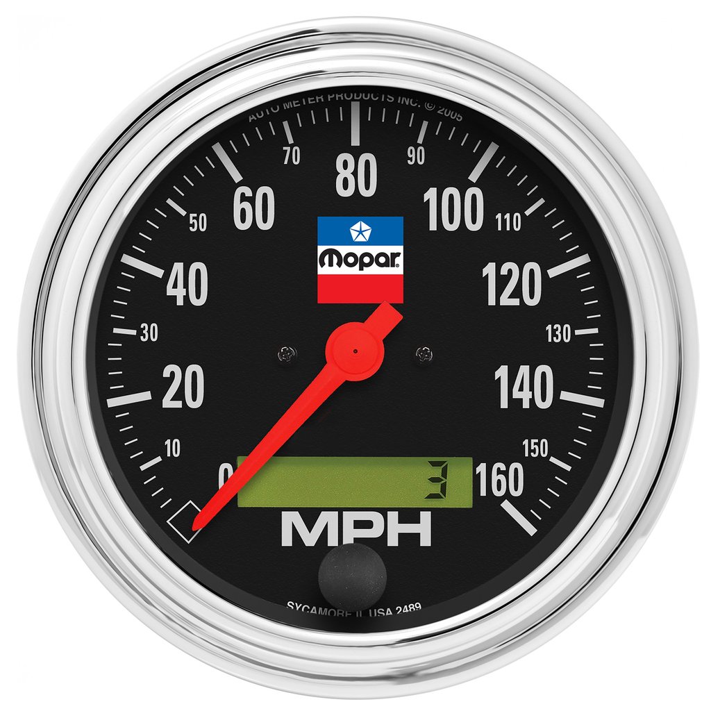 AutoMeter 3-3/8" SPEEDO, 160 MPH, IN-DASH, LCD, ELEC, MOPAR CLASSIC