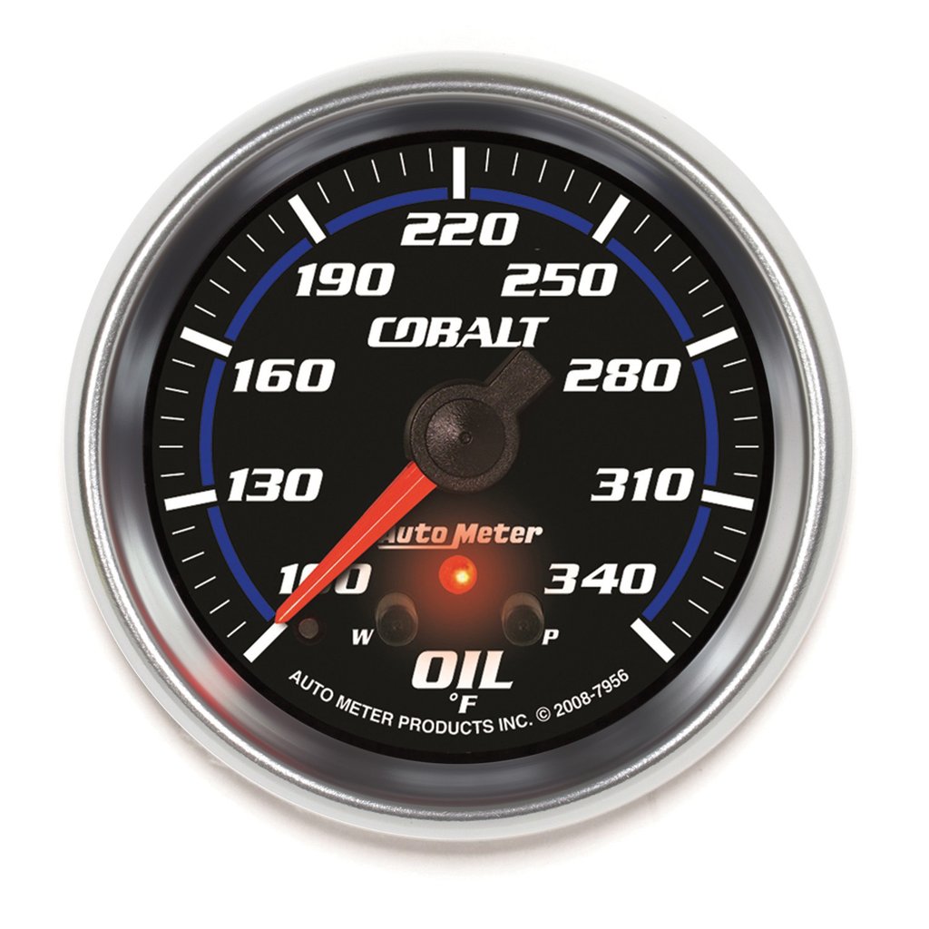 AutoMeter 2-5/8" OIL TEMPERATURE, W/ PEAK & WARN, 100-340 °F, STEPPER MOTOR, COBALT