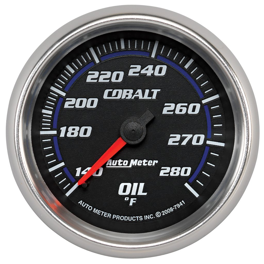 AutoMeter 2-5/8" OIL TEMPERATURE, 140-280 °F, 6 FT., MECHANICAL, COBALT