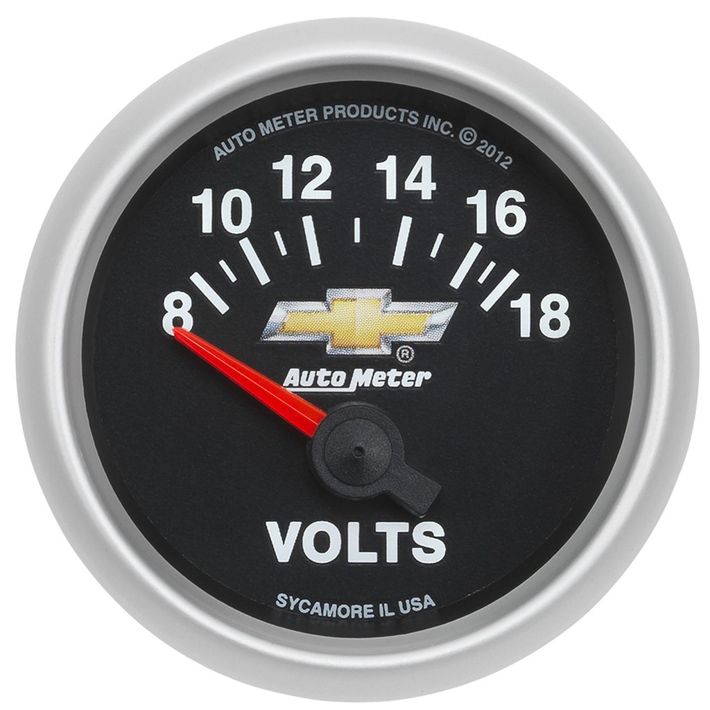 AutoMeter 2-1/16" VOLTMETER, 18V, ELECTRIC, CHEVY GOLD BOWTIE