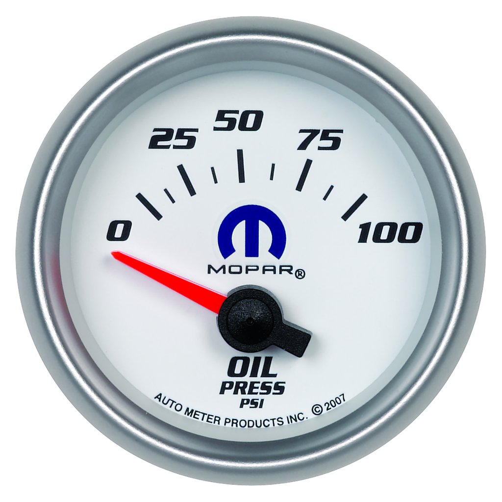AutoMeter 2-1/16" OIL PRESSURE, 0-100 PSI, AIR-CORE, WHITE, MOPAR
